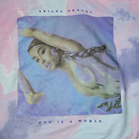 Ariana Grande Purple Tie Dye God is a Woman Crewneck Crop Top Sweatshirt Size L - Picture 2 of 7
